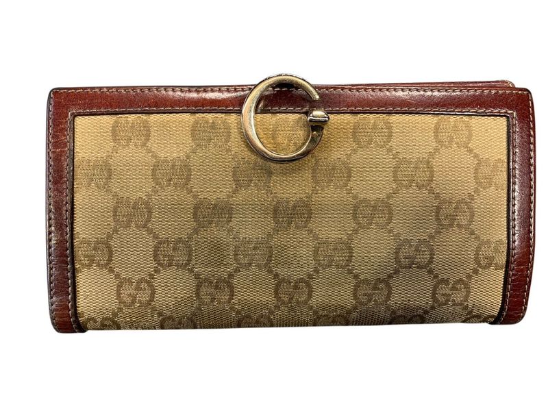 2540 Gucci Long Wallet W Hook Wallet G Mark GG Canvas Preowned 190389-4276