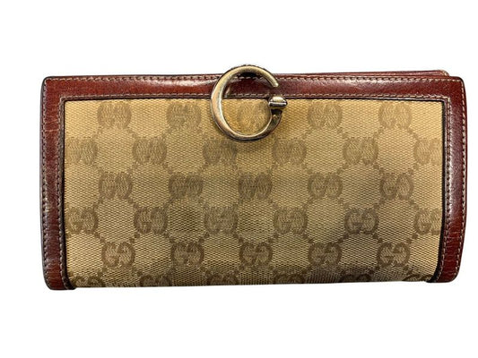 2540 Gucci Long Wallet W Hook Wallet G Mark GG Canvas Preowned 190389-4276