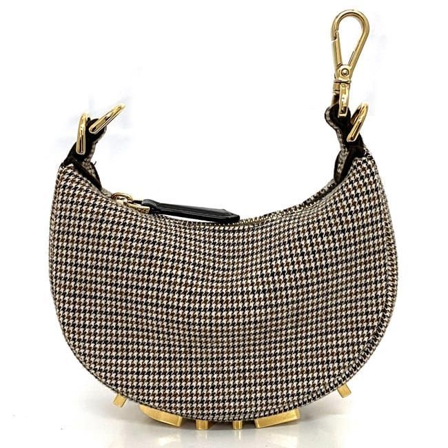Fendi Handbag Nano Graffi Brown Staggered Pattern