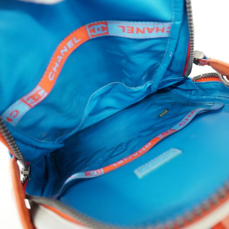 Chanel Backpack Daypack Sport Nylon Blue Red Silver Hardware Women