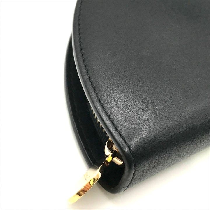 Tiffany & Co Half Moon Leather Wallet Clutch Black