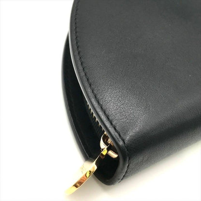Tiffany & Co Half Moon Leather Wallet Clutch Black