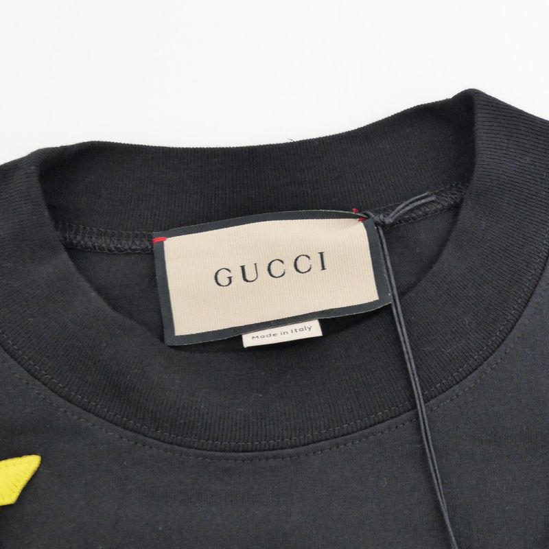 Gucci Layered Logo Long Sleeve T-shirt M Size Black Patch Sequin Long