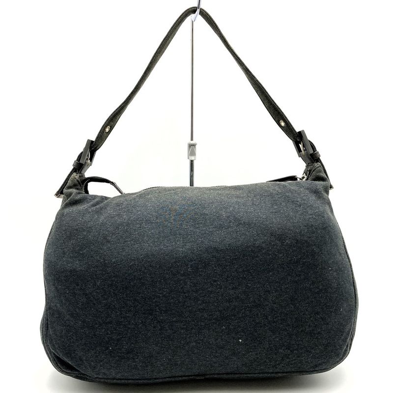 Fendi Handbag Shoulder Bag Mamma Cotton Gray FF Logo Women Men Fashion  Gift