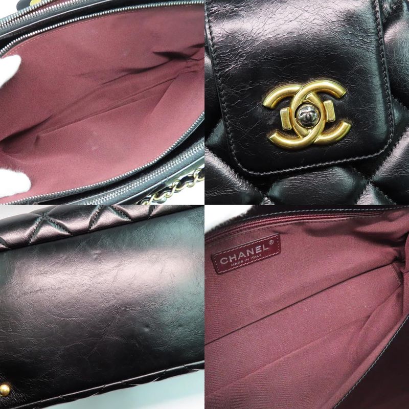 Chanel Matelasse Chain Shoulder Bag Bow-ring Black Antique Hardware No