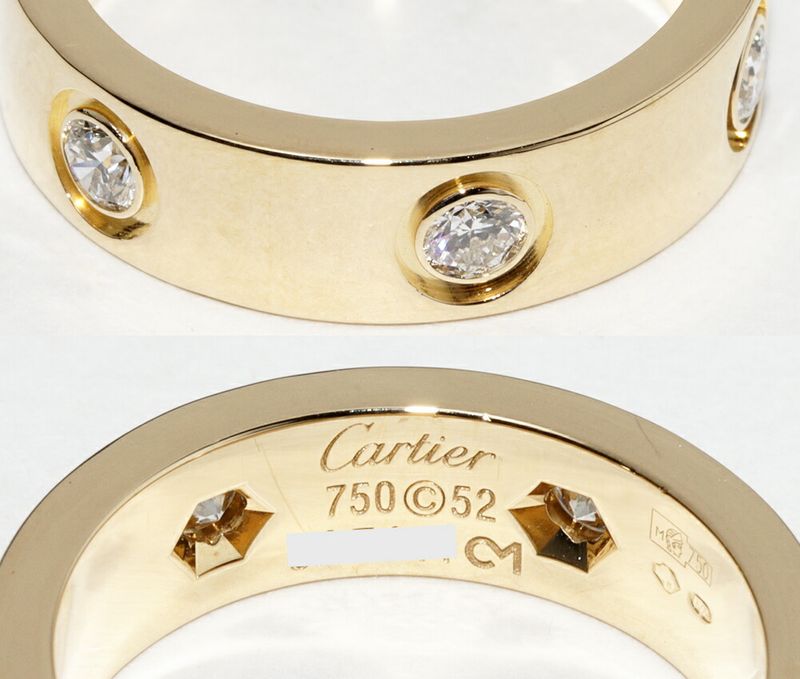 Cartier Ring 18K Yellow Gold Diamond 6P Love Ring Full Diamond B40975