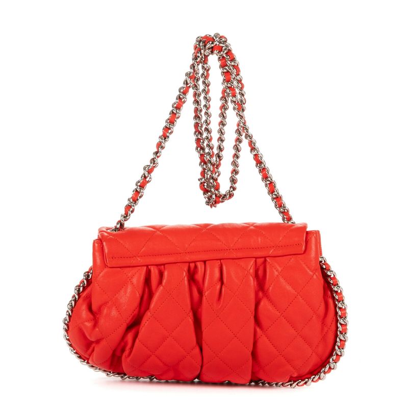 Chanel Chain Round Red Calfskin Leather A