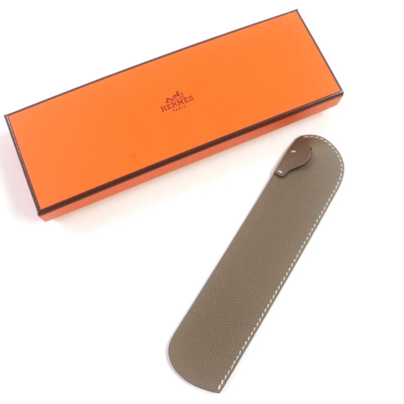  Hermes Saudoupage Etoupe Vaux-epson Leather Bookmark With W Engraved Box Made