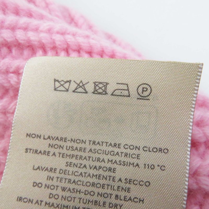 Gucci 764594 Wool Cashmere Current Double G Leather Usage Knit Cap Pink Gold