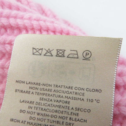 Gucci 764594 Wool Cashmere Current Double G Leather Usage Knit Cap Pink Gold