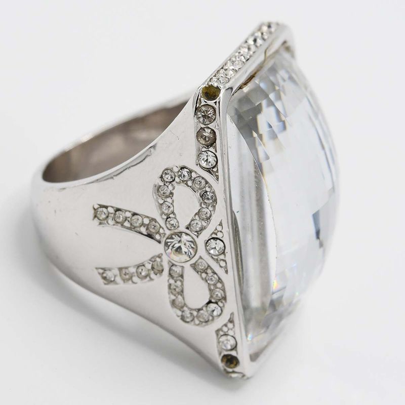 Christian DIOR Ring Ribbon Rhinestone L Approx 13 Accessories Women H12712