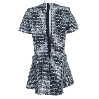 Louis Vuitton 2021 LV Buttoned Tweed Box Pleated Short Sleeved Dress Black