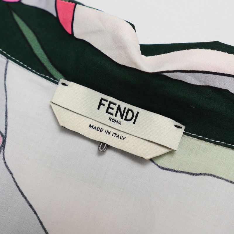 Fendi Dress Size 38 Short Sleeves Belted All Over Print Mini Made In Italy