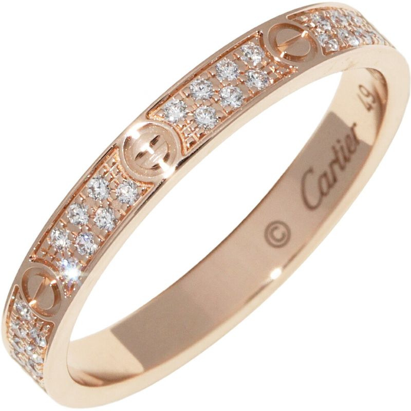 Cartier Ring 18K Pink Gold Diamond 56P Love Ring Small Model Width 26mm (010in)