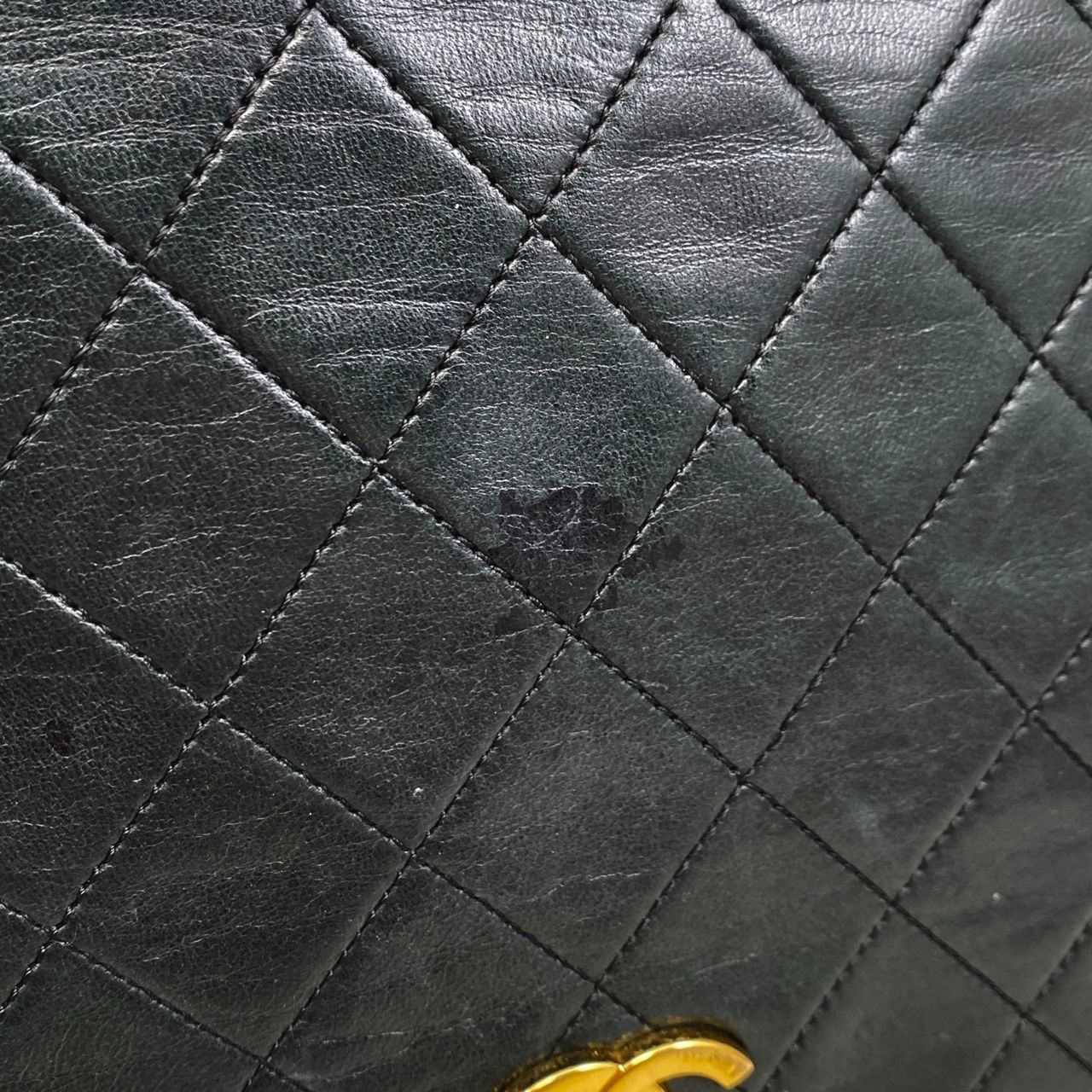 Chanel Shoulder Bag Matelasse Lambskin Coco Mark Chain Vintage Black Gold