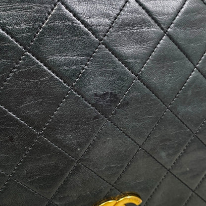 Chanel Shoulder Bag Matelasse Lambskin Coco Mark Chain Vintage Black Gold