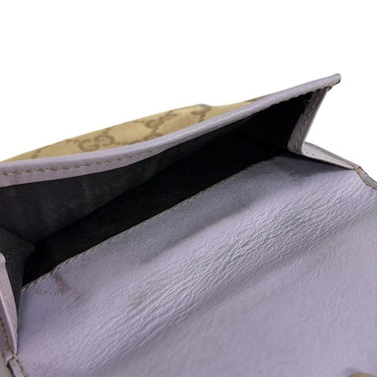 Gucci W Hook Wallet In GG Pattern 203549 Beige And Light Purple Leather