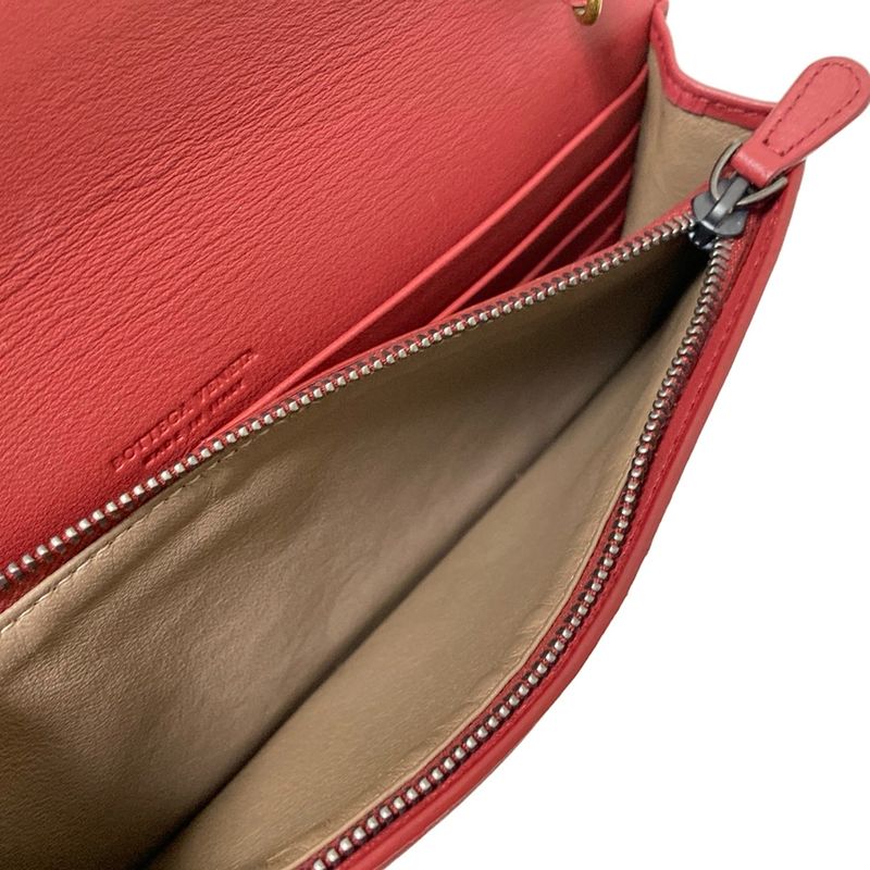 Bottega Veneta Wallet Intrecciato Bordeaux Chain Wallet W/ Detachable Chain