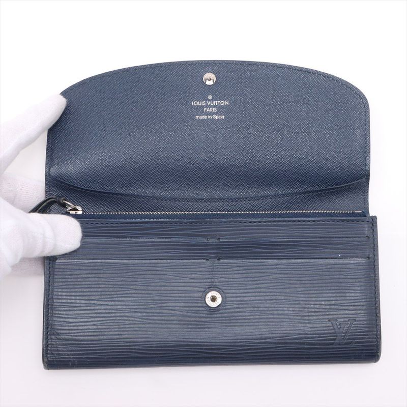 Louis Vuitton Epi Portefeuille Emilie Zipper Long Wallet M60854 Andigo-blue