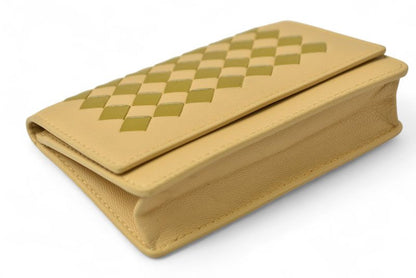 Bottega Veneta Coin Case Bottega Veneta Intrecciato Leather Beige Khaki Multi