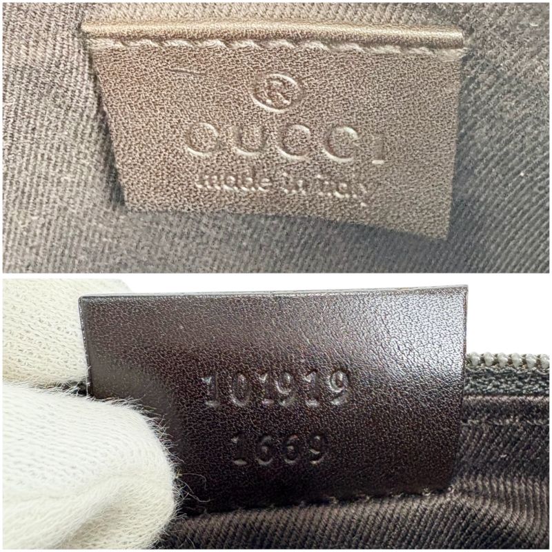 Gucci GG Canvas Leather Mini Tote Handbag With Pouch Brown