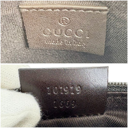 Gucci GG Canvas Leather Mini Tote Handbag With Pouch Brown