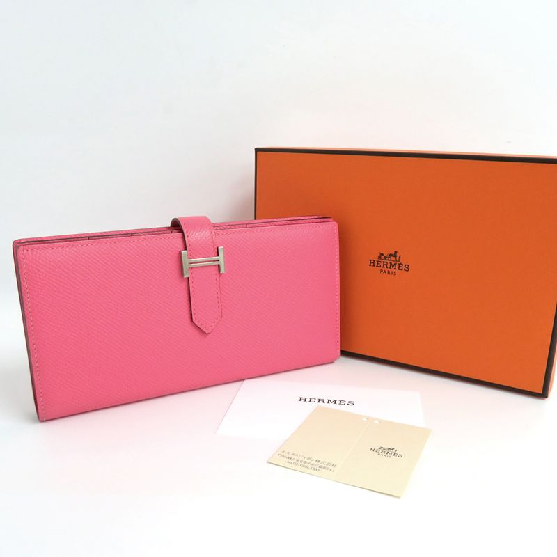 Hermes Bearn Soufflé Rose Azare Vaux-epson Silver-hardware D Engraved