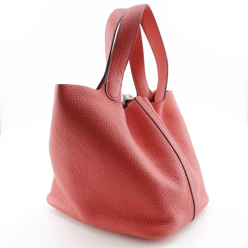 Hermes Picotin Lock 22mm (0.87in) Taurillon Clemence Red D Ladies Handbag