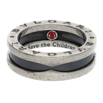 Bulgari B-zero1 Save The Children Silver Black Ceramic Ring Men's 11.5