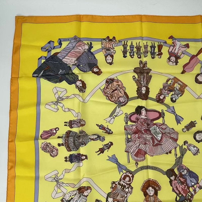 Hermes Carre 90 Silk Scarf Hello Dolly Hello Dolly Yellow