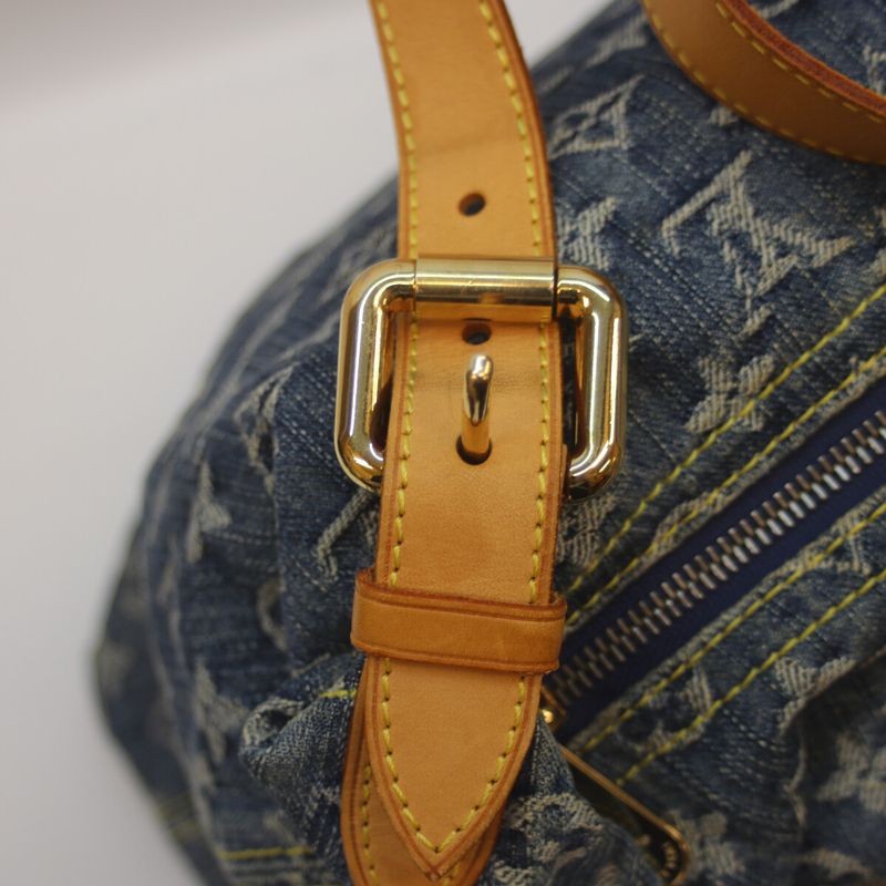 Louis Vuitton 05 M95048 Monogram Denim Baggy GM Handbag Shoulder Blue Denim