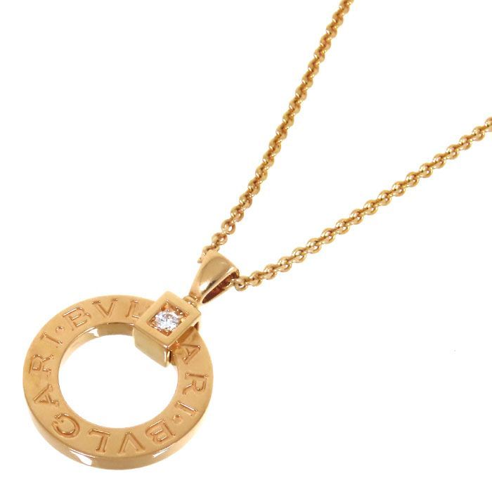 Bvlgari Bulgari Circle Diamond Necklace 18K Pink Gold 750 Pink Gold 51.5cm