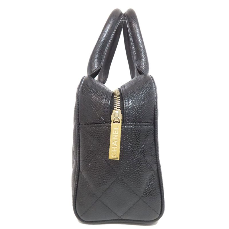 Chanel Mini Boston Bag Matelasse Gold Hardware Boston Bag Grained Calfskin Women