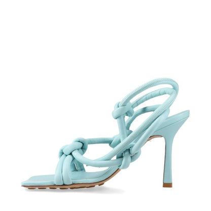 Bottega Veneta Leather Sandals Women's 35 Light Blue Made In Italy