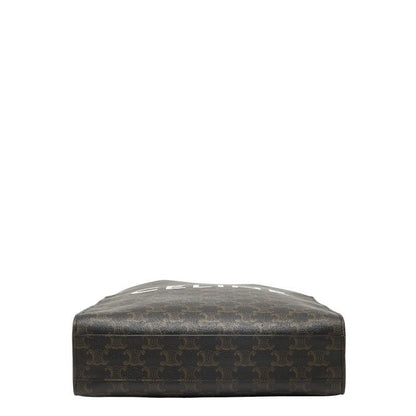 Celine Triomphe Vertical Cabas Small Tote Shoulder Bag 2WAY Brown PVC Leather