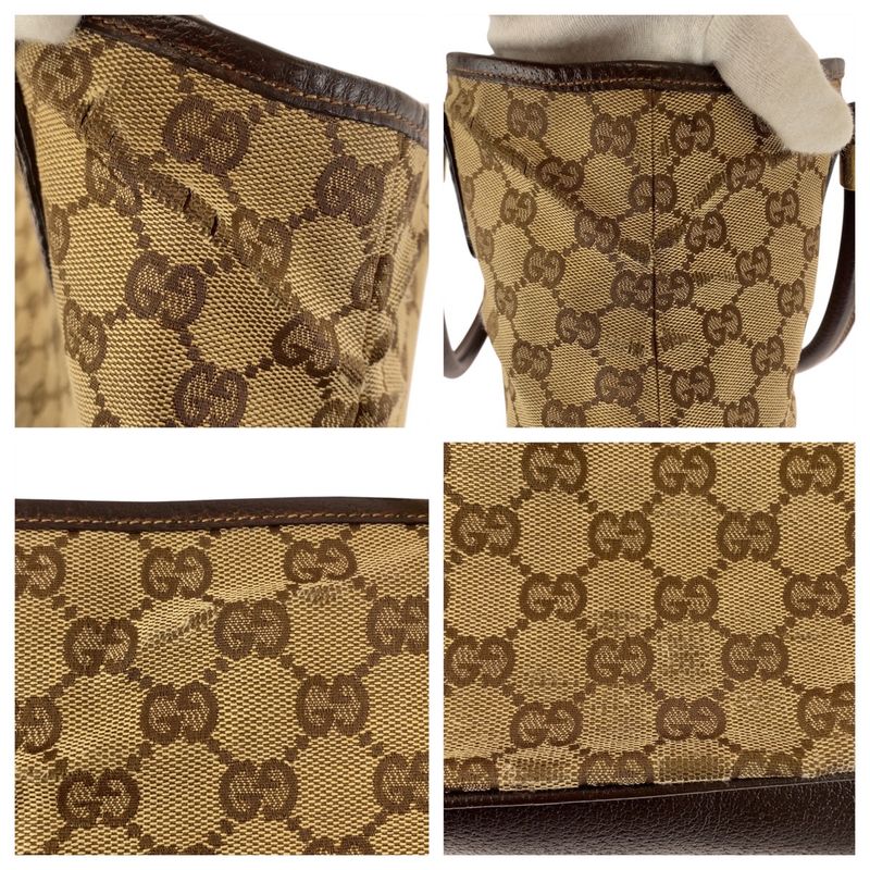 Gucci Sherry Line Beige Ivory Brown GG Canvas 161717 Tote Bag Shoulder Bag