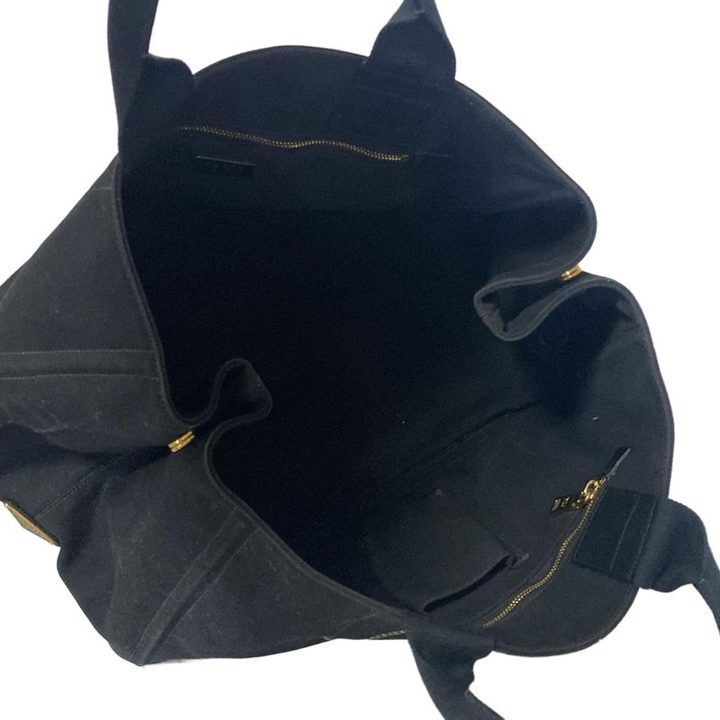 Prada Tote Bag Canapa Black×ivory×red