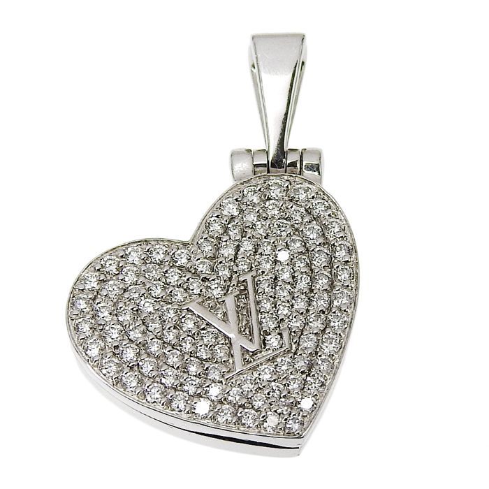 Louis Vuitton Pendentif Cool Heart Locket Top 18K White Gold 750 White Gold
