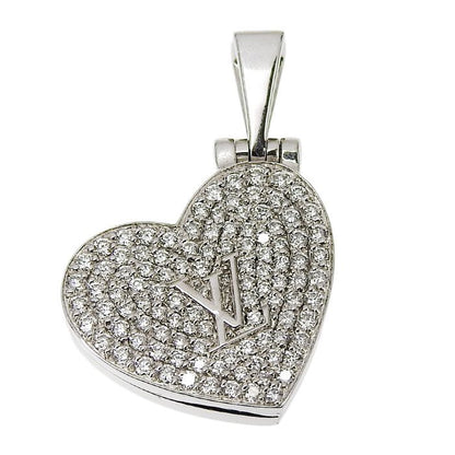 Louis Vuitton Pendentif Cool Heart Locket Top 18K White Gold 750 White Gold