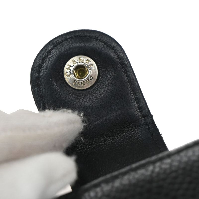 Chanel Caviar Skin CC Wallet Bifold Wallet Black Leather 30ka681