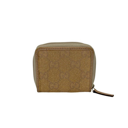 Gucci GG Pattern Logo Hardware Canvas Leather Round Zip