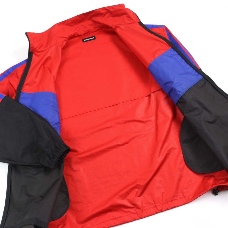 Balenciaga 534317 Logo Print Oversized Zip Up Poplin Jacket Track Jacket Red