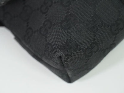 Authentic Gucci GG Canvas Waist Pouch Belt Bag Body Bag Black 131236 Bag