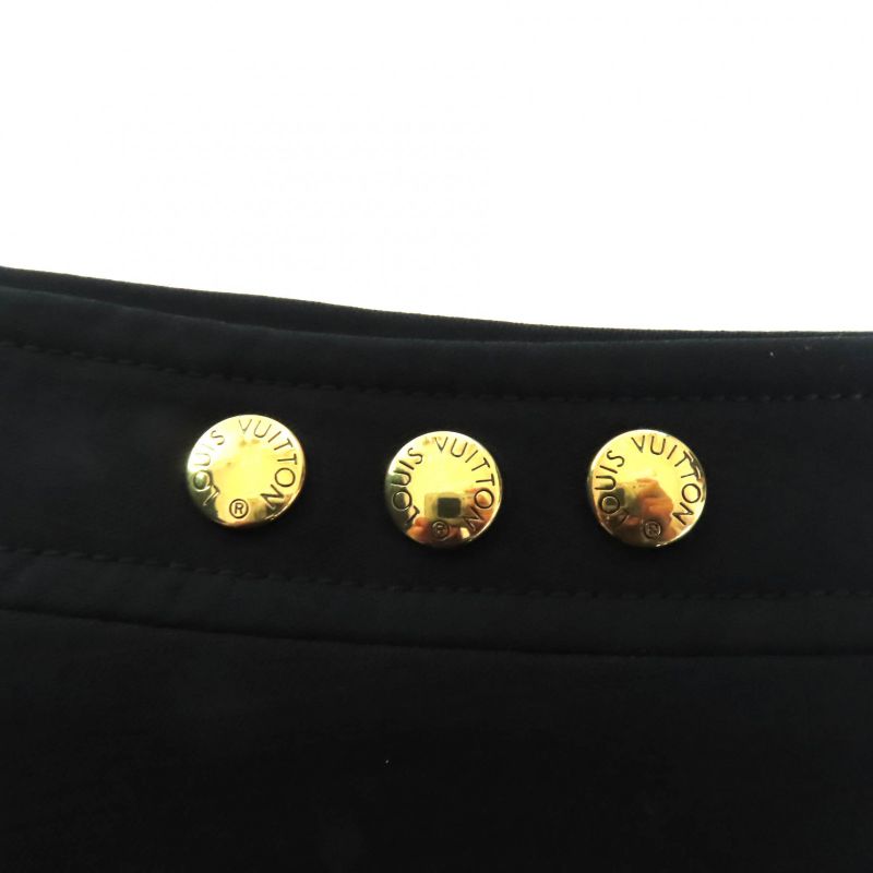 Louis Vuitton 20AW Wool Silk Blend Trapezoid Wrap Skirt With Logo Button Black