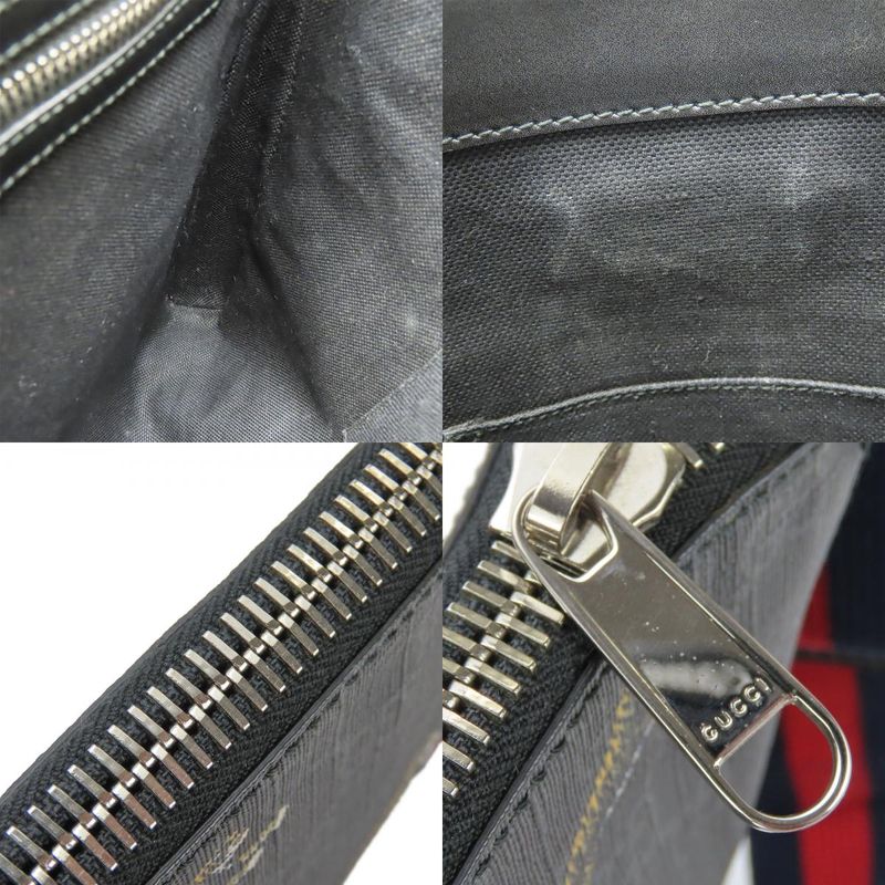 Gucci Shoulder Bag 474137 GG Supreme Canvas Black Gray Silver Hardware Tra