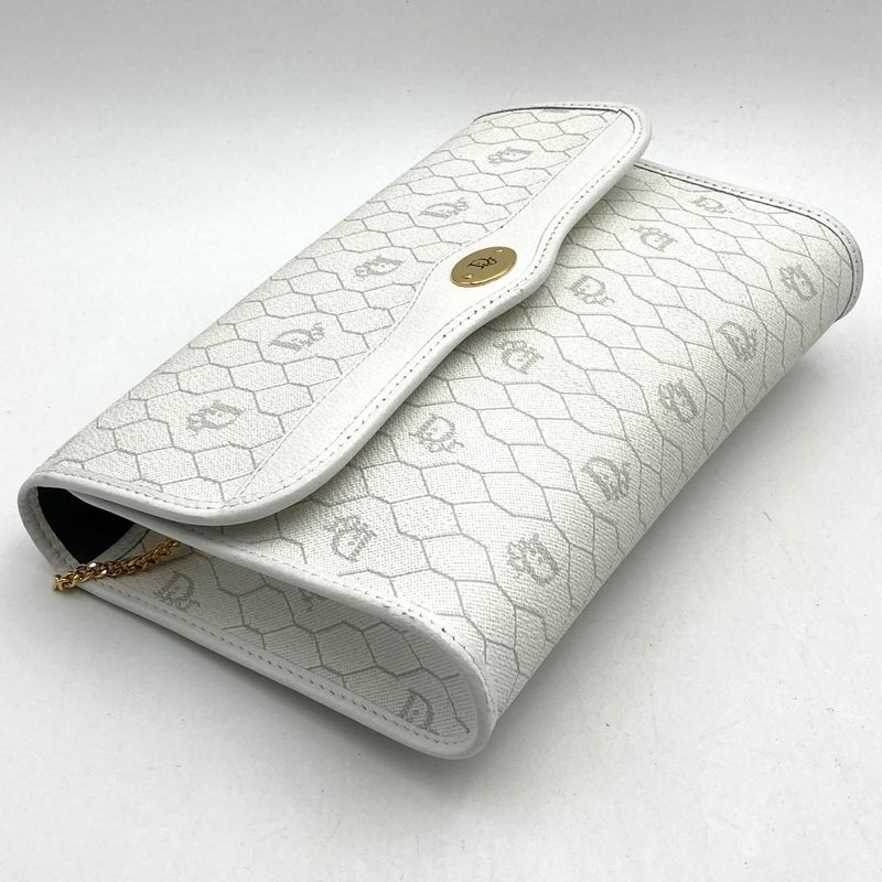 Dior Christian Dior Crossbody Honeycomb Shoulder Bag White Pvc/leather Women