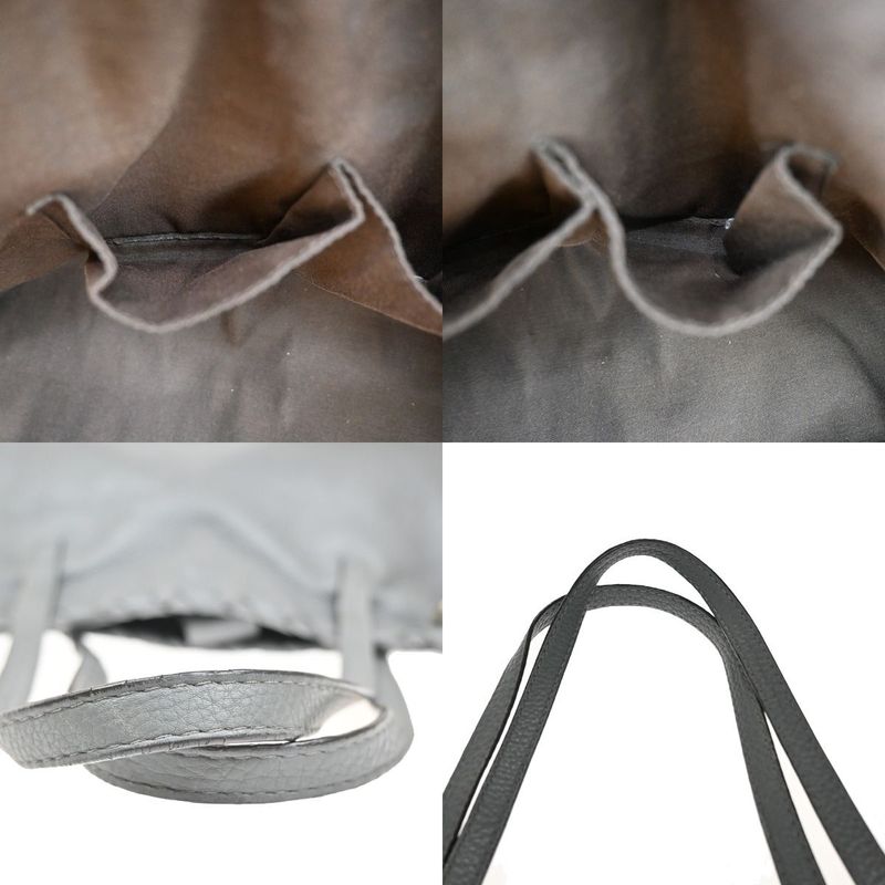 Gucci Shoulder Tote Bag Bamboo Tassel Leather Gray 38ka912