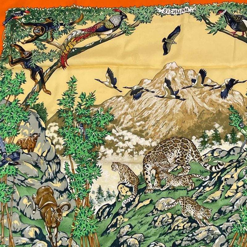 Hermes Carre 90 Sichuan Silk Scarf Orange