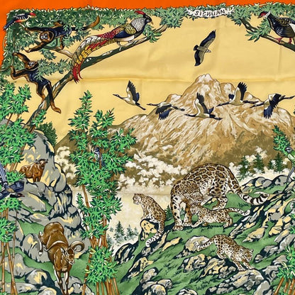 Hermes Carre 90 Sichuan Silk Scarf Orange