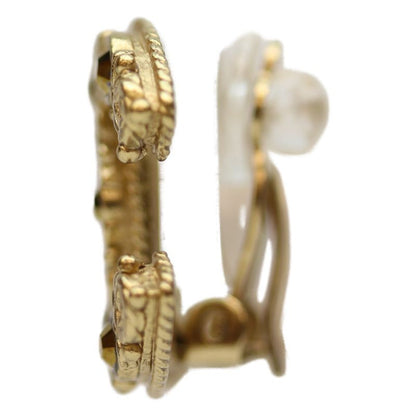 Chanel 06A GP Coco Mark Brown Stone Earrings